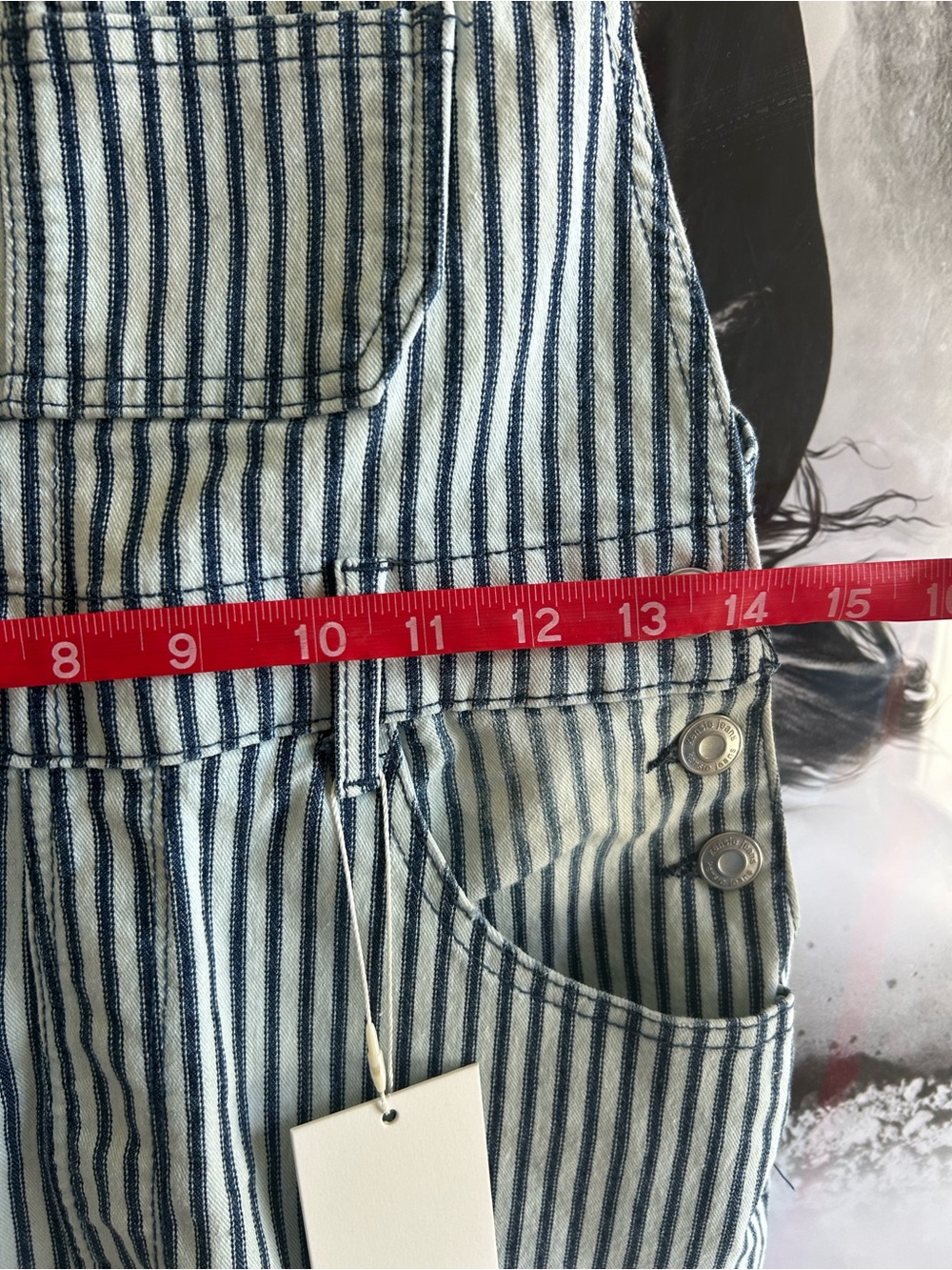kensie Blue and White Striped Overalls - Picture 2 of 5